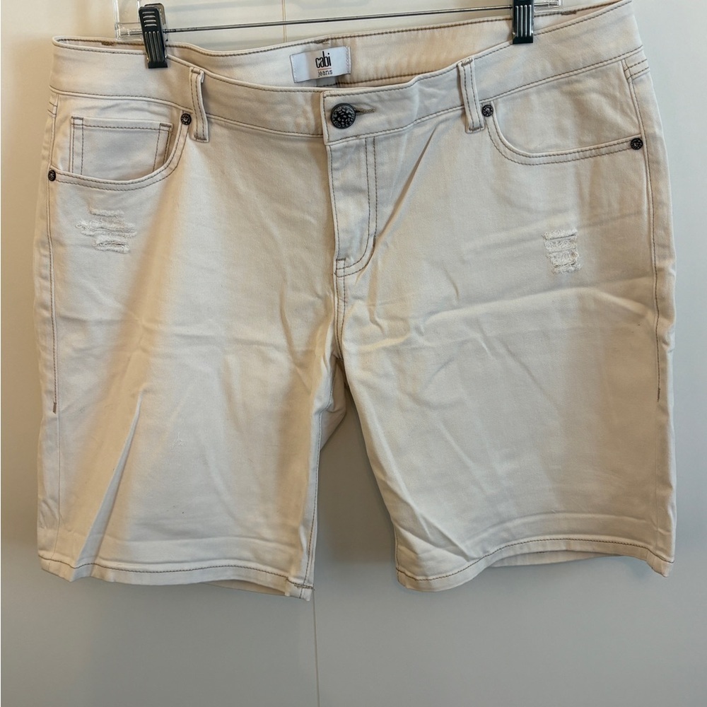 CAbi Cream Denim Shorts